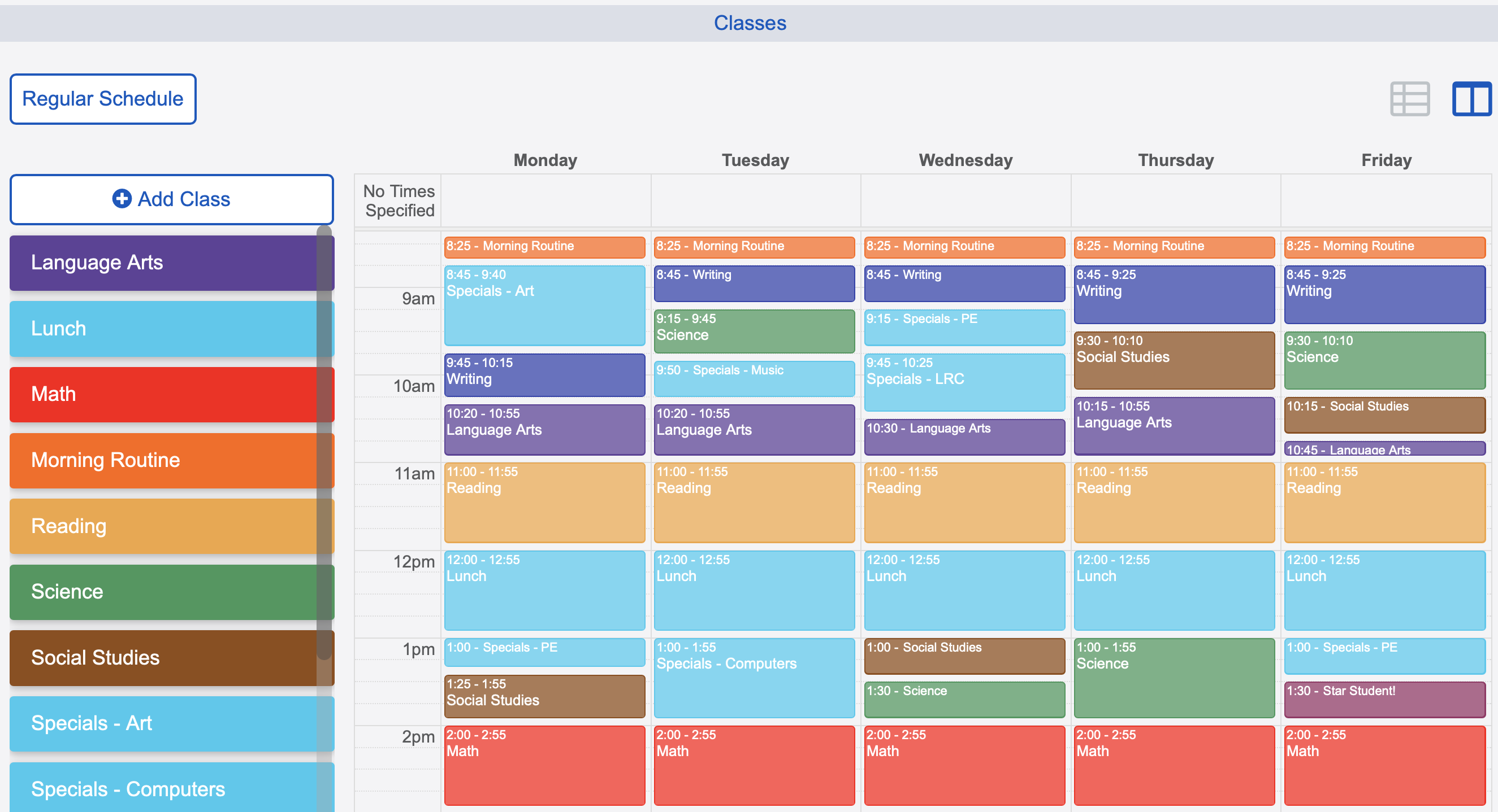 Planbook Schedules